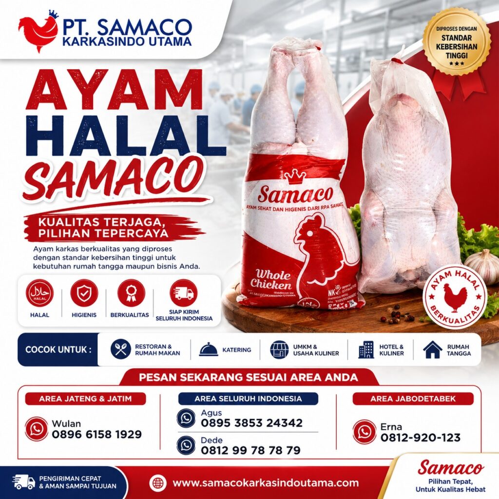 Cari ayam halal dan ayam karkas berkualitas? Samaco menyediakan ayam fresh, frozen, boneless, MDM, dan produk ayam lainnya untuk retail, restoran, katering hingga industri.